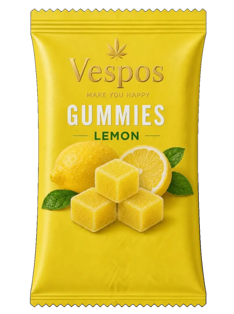 Vespos Gummies pouch — lemon CBD gummy cubes
