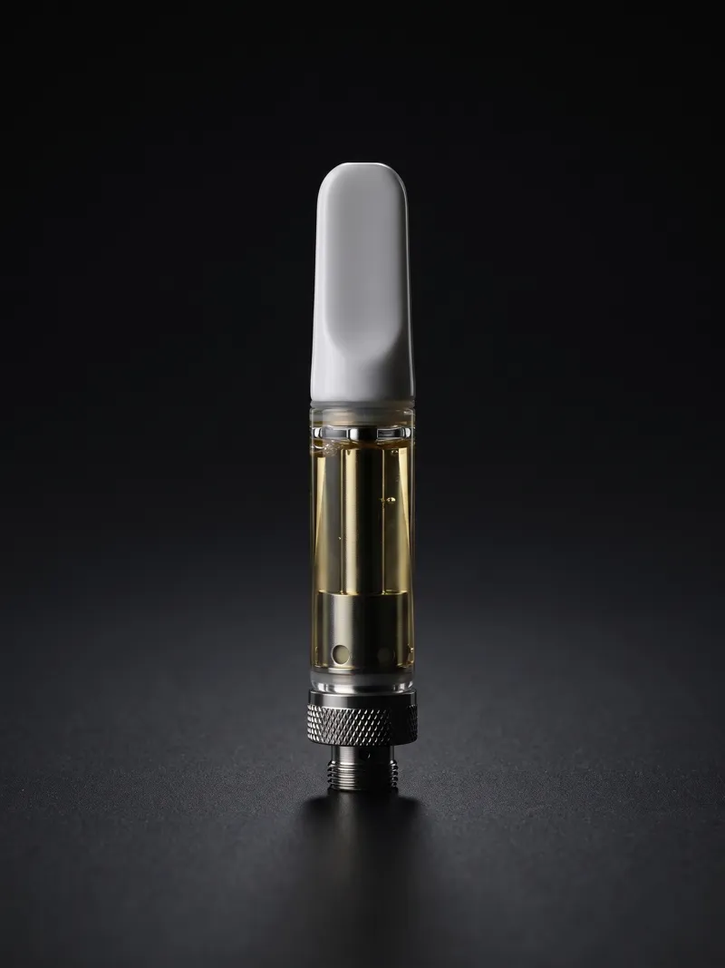 510 ceramic CBD cartridge on a dark studio surface