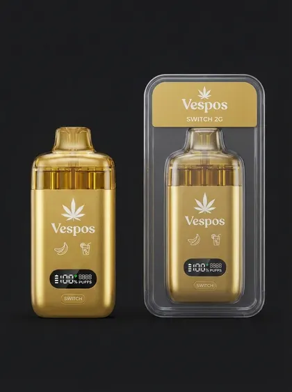 Vespos Switch 2G Banana Cream and Tropical Punch device with blister pack